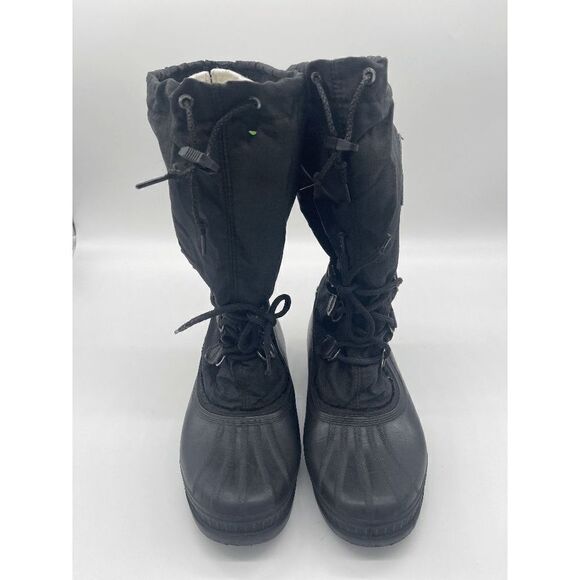Sorel Boots Glacier Snow Boots Lines Rubber Tips Knee Length Heavy Duty SZ 9 Bla - Picture 1 of 7